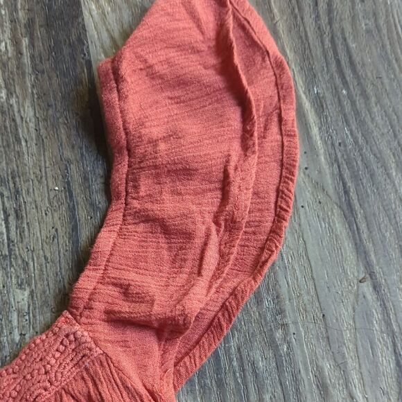 Ruffle Sleeve Coral Peplum Blouse - Mason & Belle - XL - Picture 7 of 12